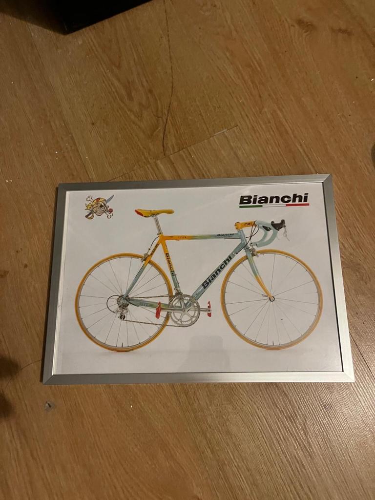 Bianchi Pantani mego pro XL - 30x20cm in lijst 1998, Ophalen of Verzenden, Zo goed als nieuw