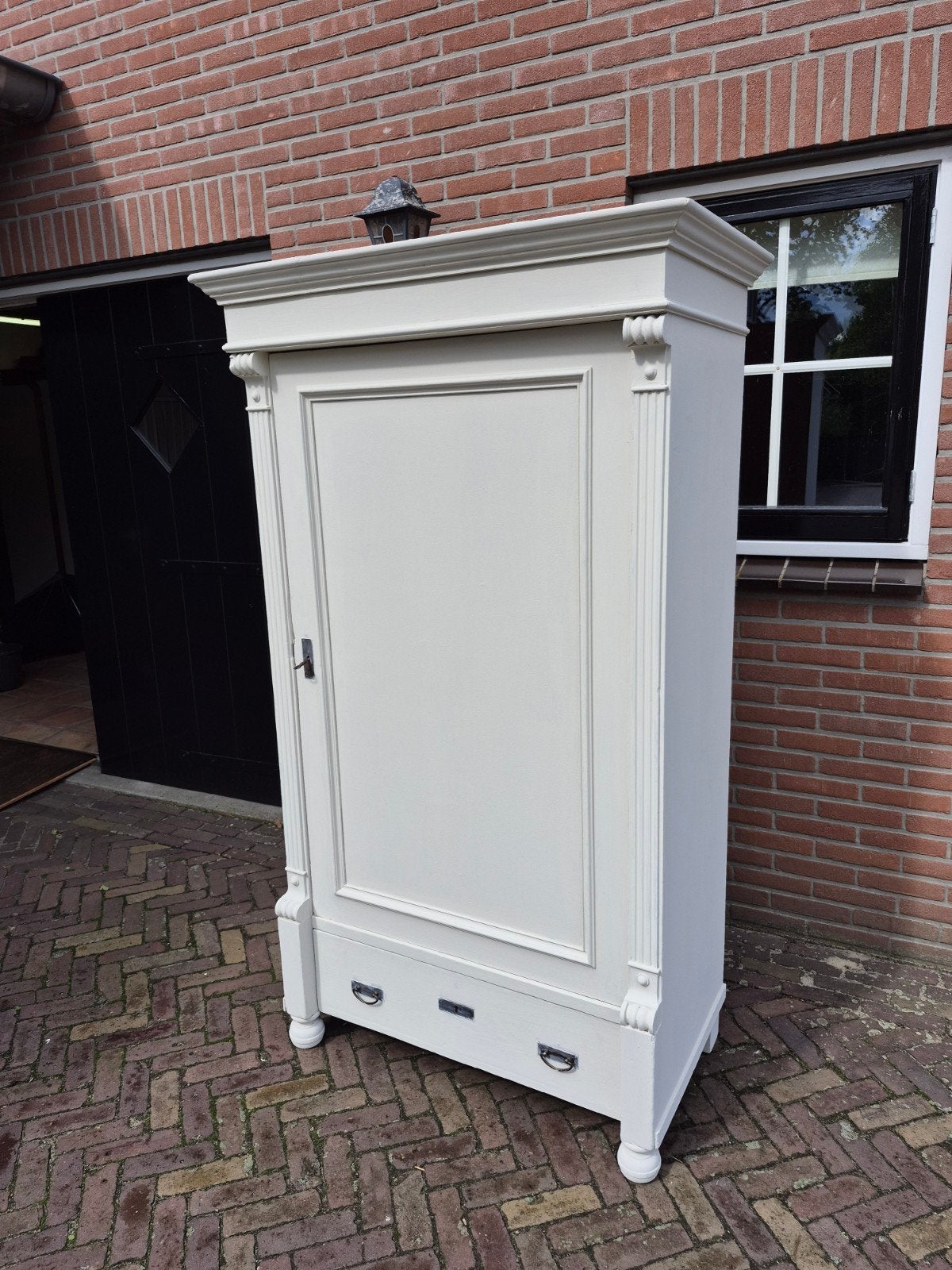 Mooie Antieke Brocante Grenen Kast met Lade en Planken, Ophalen