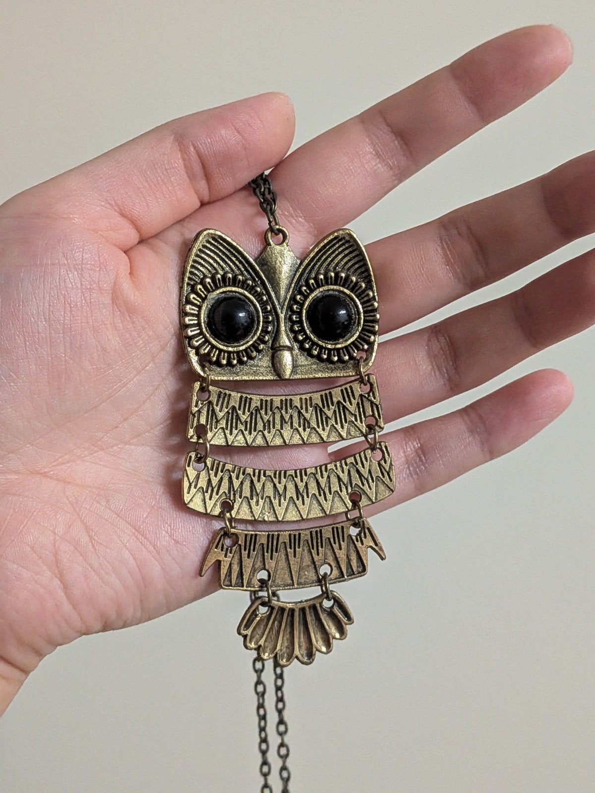 Vintage Uil Ketting met Hanger - Goudkleurig, Ophalen of Verzenden, Zo goed als nieuw, Goud, Overige materialen