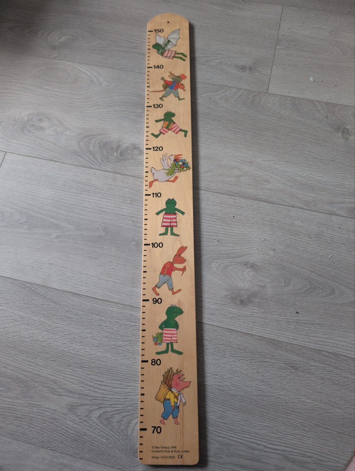Houten groeimeter met kikker figuren, Ophalen, Gebruikt, Ontdekken