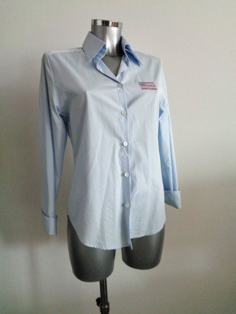 Anna van Toor blouse met swarovski, maat 36, Nieuw, Verzenden, Nieuw, Maat 36 (S), Blauw