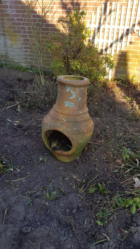 Terracotta tuinhaard/vuurkorf in 2 delen, Ophalen of Verzenden, Gebruikt