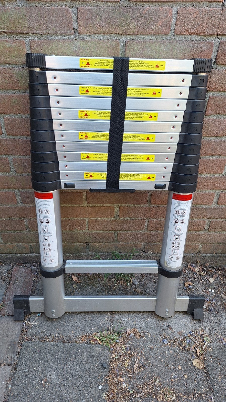 Telescopische uitschuifbare ladder 3,8 meter, Doe-het-zelf en Verbouw, Ladders en Trappen, Ophalen, Zo goed als nieuw, Ladder