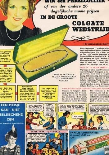 Colgate - Adv. uit Tijdschrift 1939 - met stripje, Ophalen of Verzenden, 1980 tot heden, Knipsel(s)