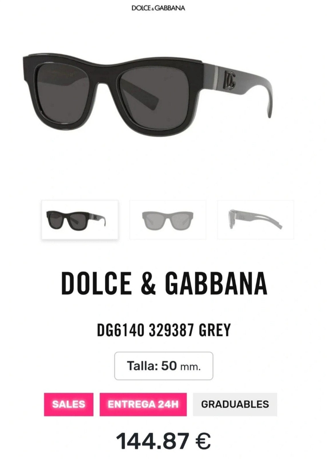 Dolce & Gabbana zonnebril, Zonnebril, Zwart, Ophalen of Verzenden, Zo goed als nieuw