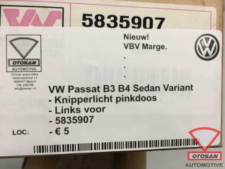 vw passat 1998 knipperlicht nieuw! links voor 5835907, Auto-onderdelen, Verlichting, Volkswagen, Volkswagen AG, Nieuw, Berliner Ring 2
38440  Wolfsburg, DE