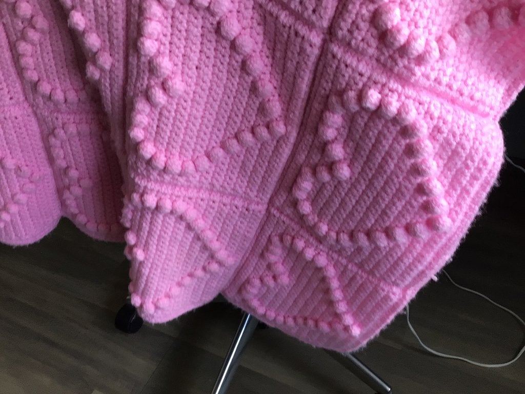 Gebreide roze sprei, Overige maten, Overige typen, Ophalen of Verzenden, Zo goed als nieuw