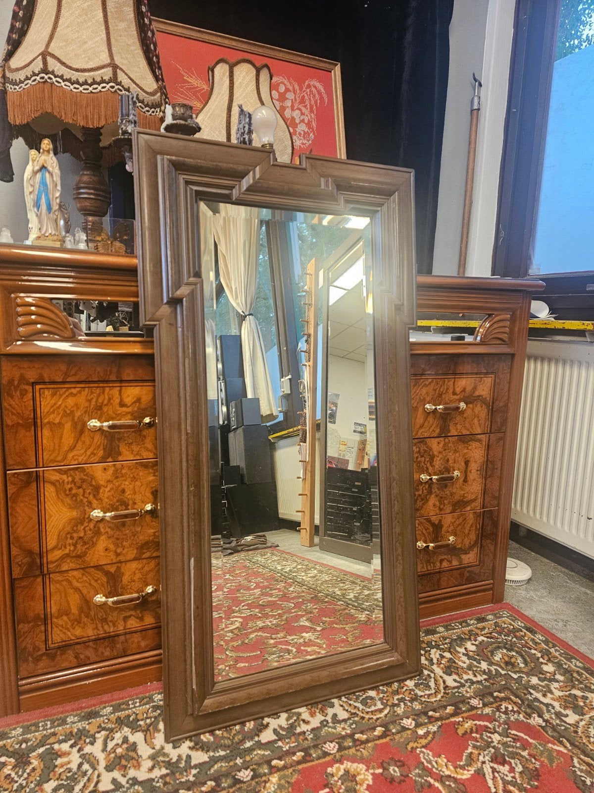 spiegel, houten frame, Ophalen, Rechthoekig