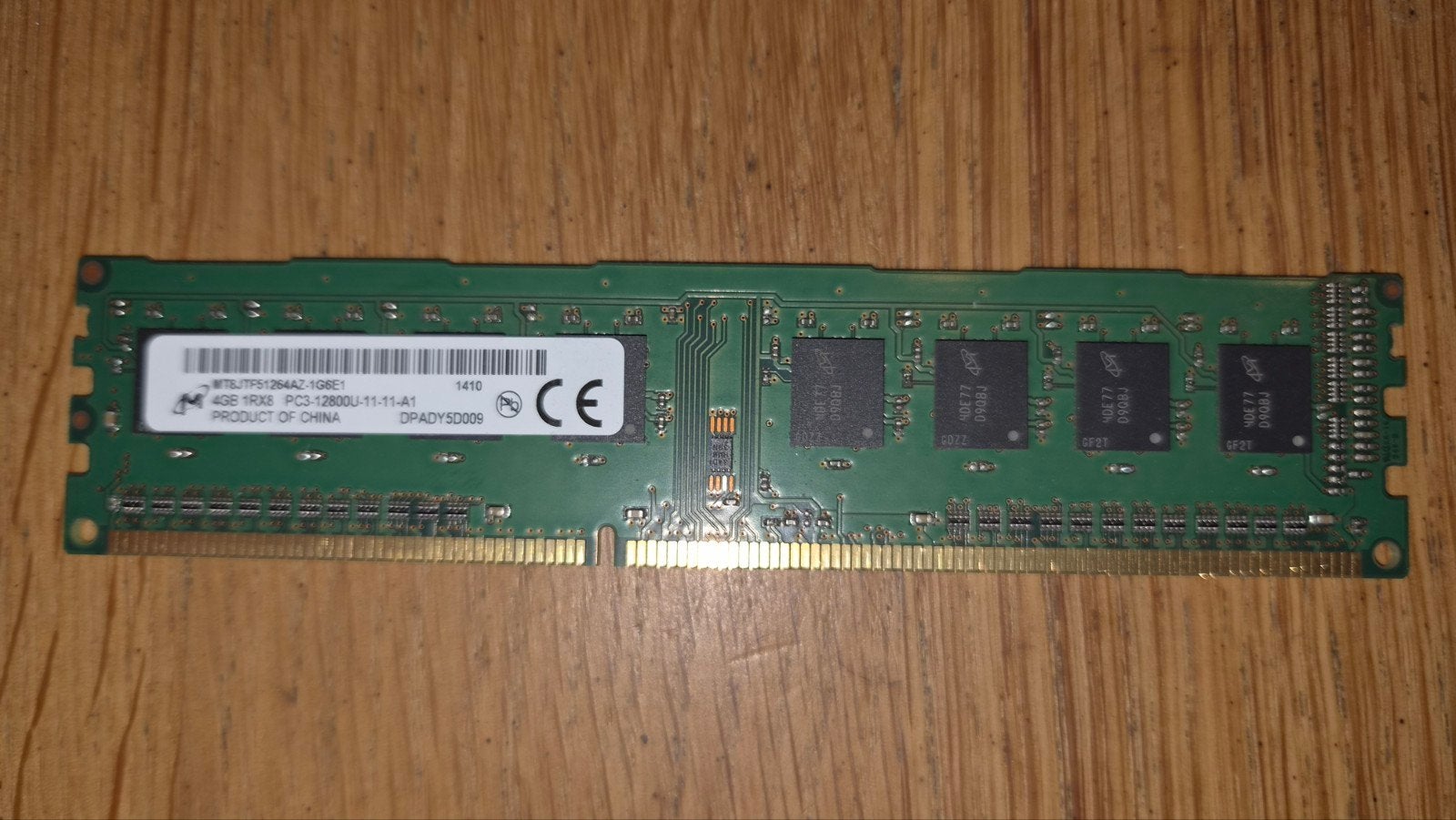 Micron 4GB DDR3-1600 PC3-12800U Desktop RAM, DDR3, Ophalen of Verzenden, Zo goed als nieuw, Desktop