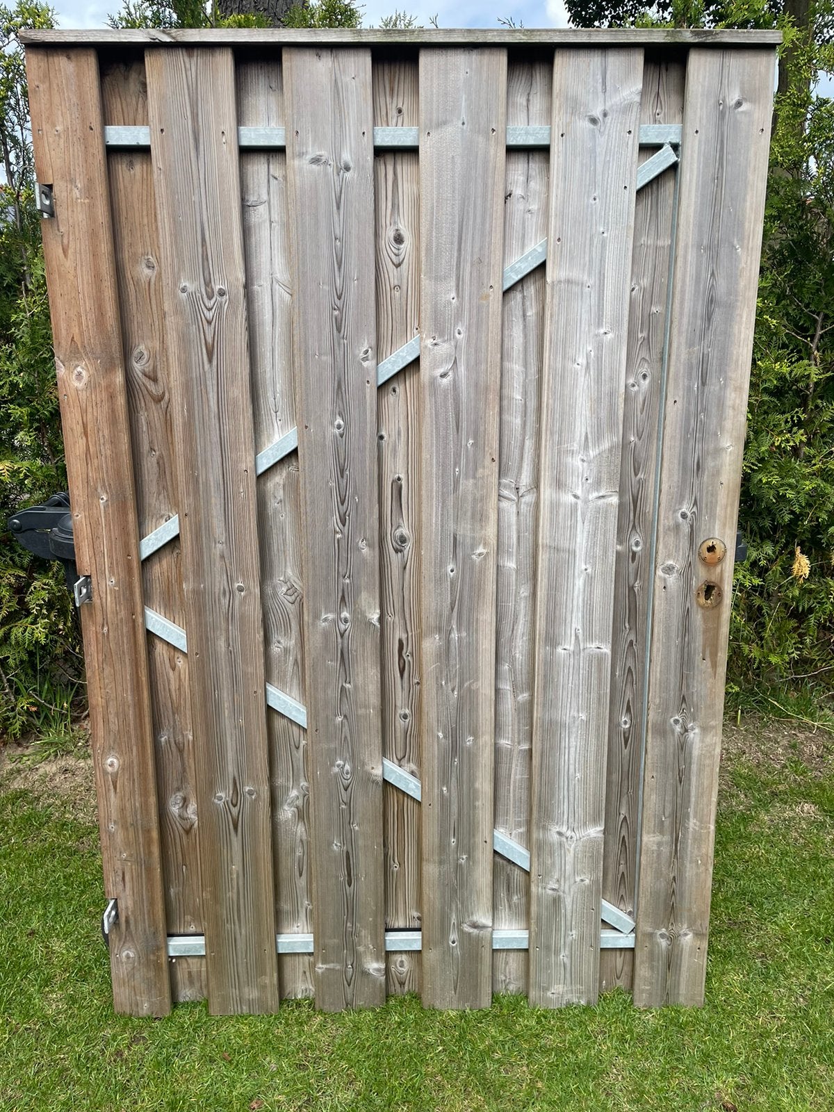 Houten poort / tuindeur, Ophalen, Gebruikt, Draaipoort, 150 tot 200 cm