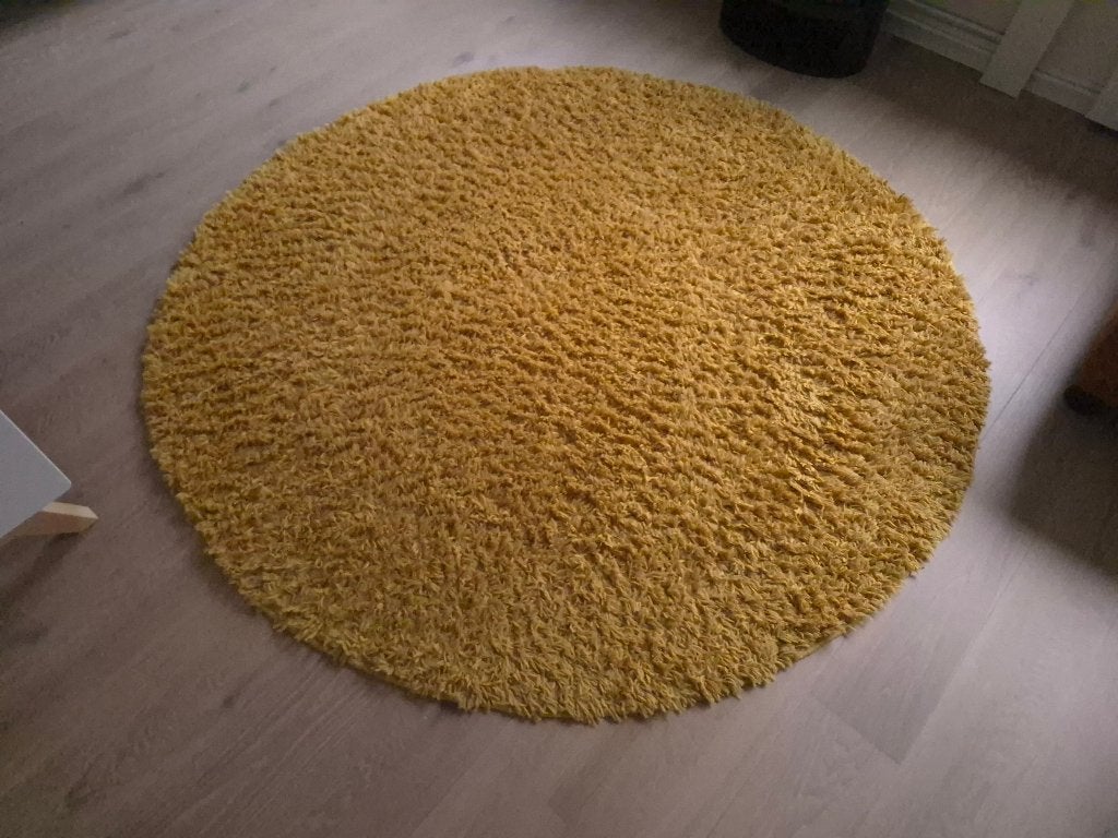 Rond okergeel tapijt Benuta - 200 cm doorsnee, Huis en Inrichting, Stoffering | Tapijten en Kleden, Ophalen, Gebruikt, Geel, 150 tot 200 cm