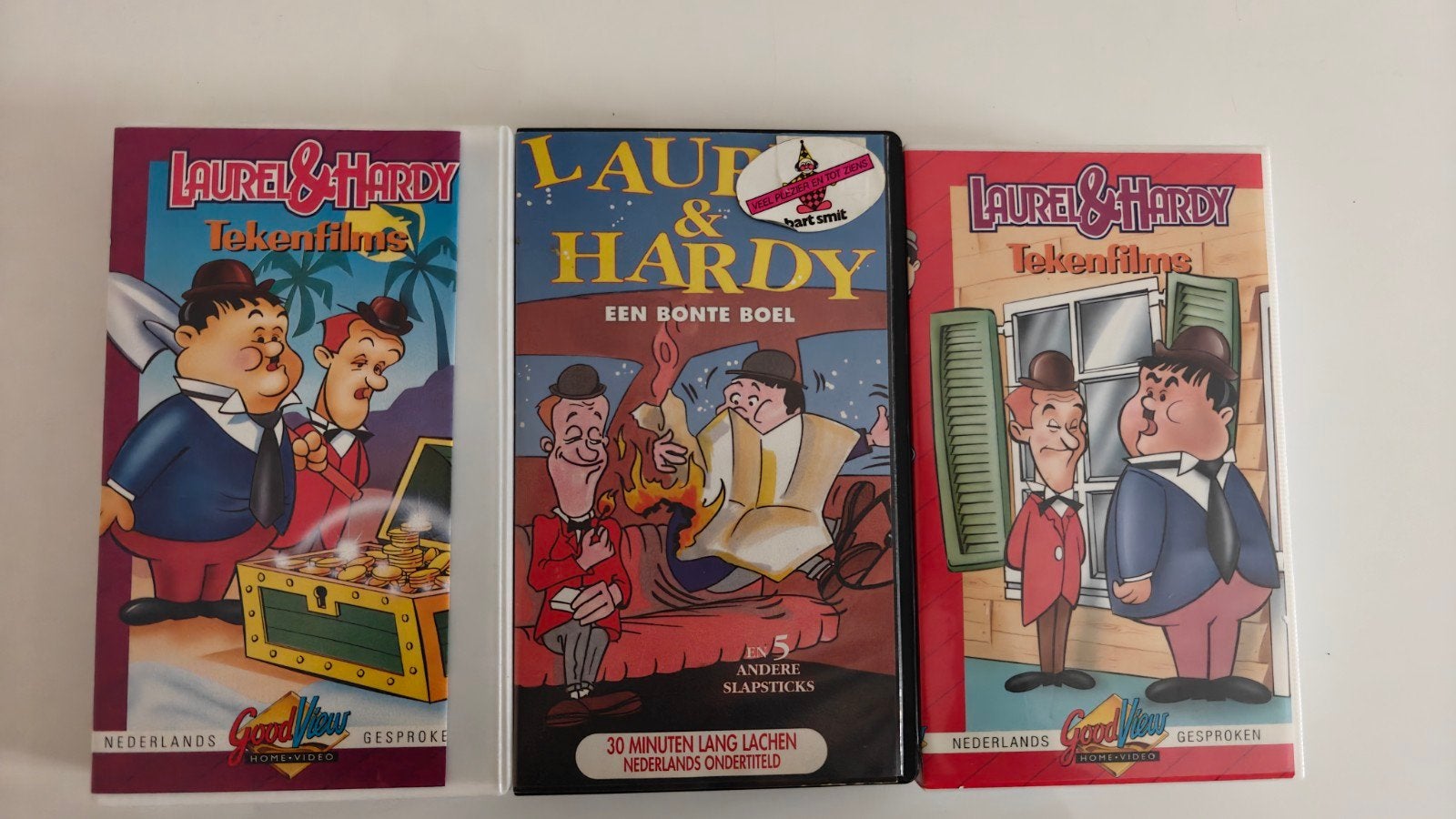 Laurel en Hardy VHS Banden, Alle leeftijden, Ophalen of Verzenden, Gebruikt, Animatie