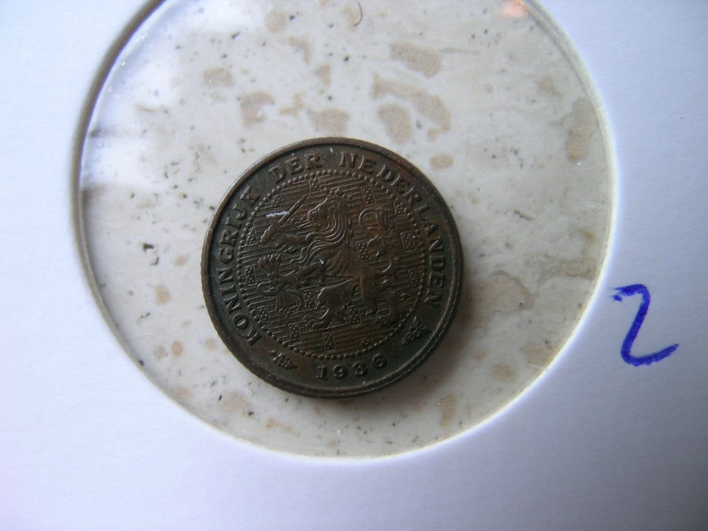 Halve Cent 1936 (nr 2), Postzegels en Munten, Ophalen of Verzenden, Koningin Wilhelmina, Overige waardes, Losse munt