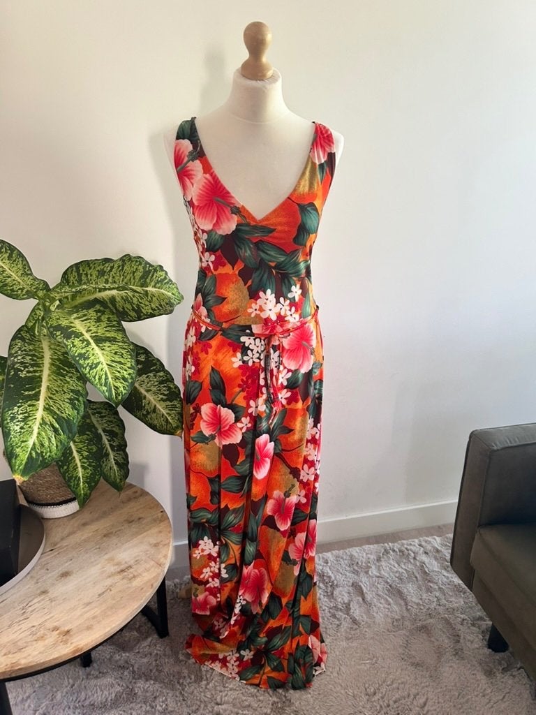 King Louie maat XXL oranje maxi lange jurk 3346, Maat 46/48 (XL) of groter, Oranje, Ophalen of Verzenden, Zo goed als nieuw