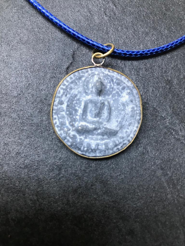 Boeddha munt hanger kettinghanger buddha van steen geluk, Verburgt Vintage, Overige voorstellingen, Paars, Nieuw