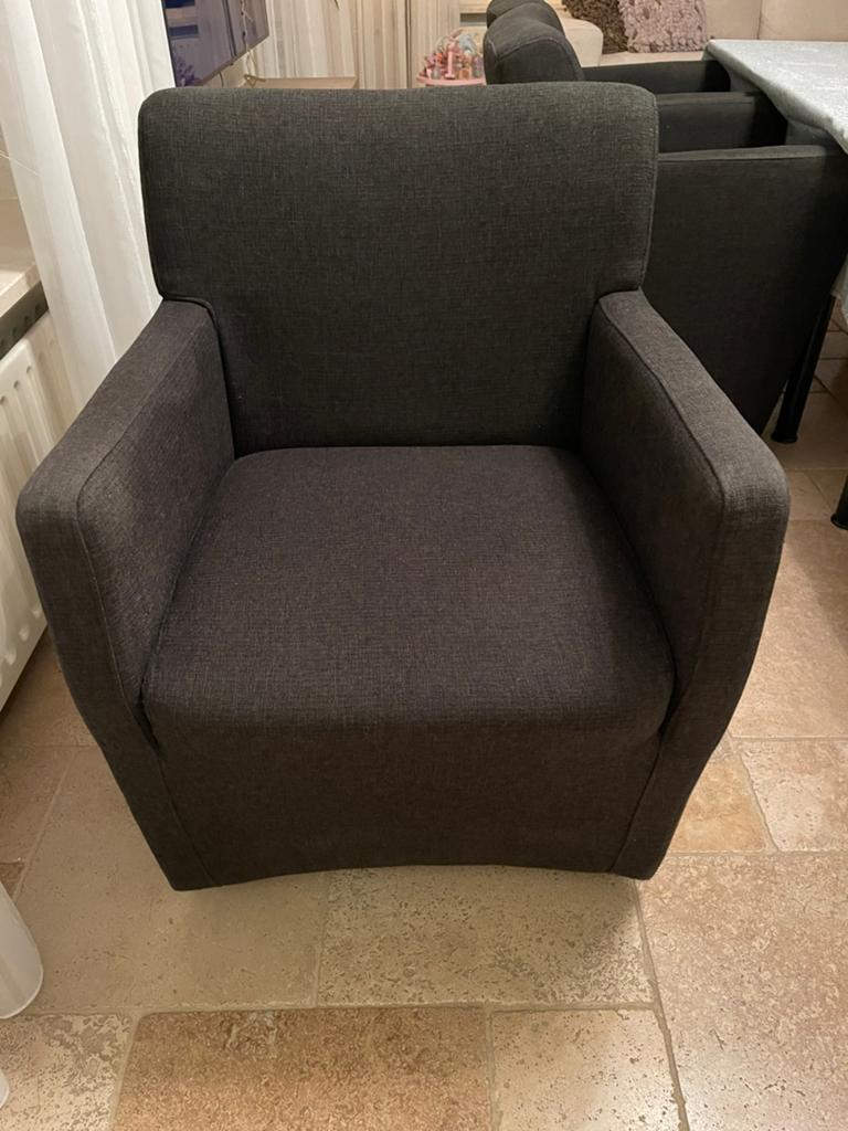 8 Goossens Mountain eetkamerstoelen antraciet stof, Ophalen, Zo goed als nieuw, Stof, 200 tot 250 cm