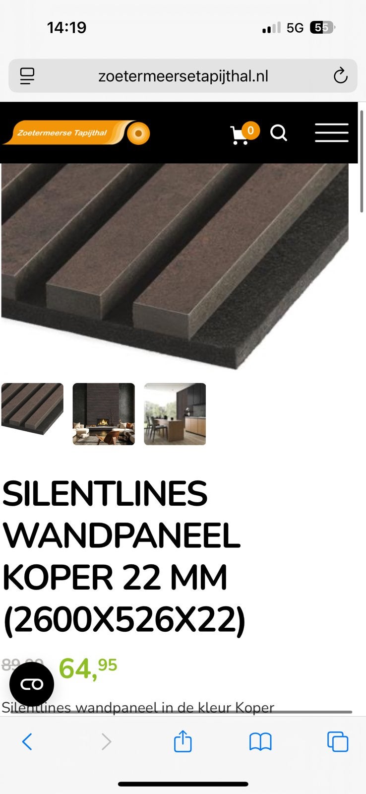 NIEUW!! Koper kleur akoestische wandpanelen, Ophalen, Nieuw