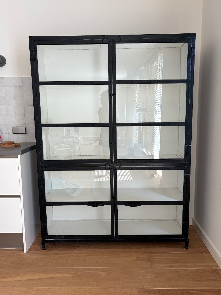 Vintage metalen servieskast - gratis, Huis en Inrichting, Kasten | Vitrinekasten, Ophalen, Gebruikt, 100 tot 150 cm, Industrial, vintage