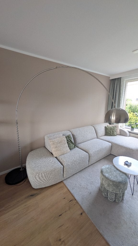 Grote booglamp geborsteld metaal, Huis en Inrichting, Lampen | Vloerlampen, Ophalen, Gebruikt, 200 cm of meer, E27 (groot)
