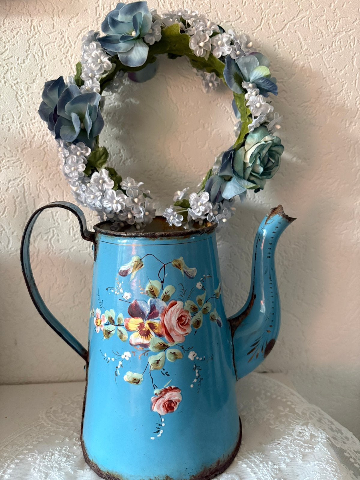 Prachtige, Franse, decoratieve Japy kan, Ophalen of Verzenden