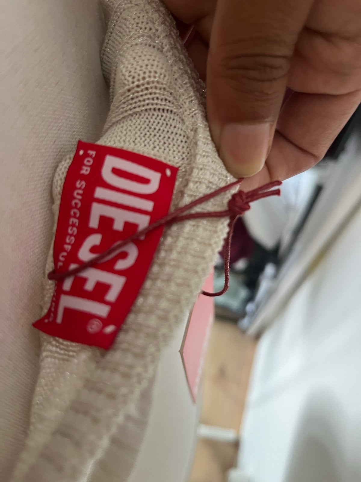 Diesel ribgebreide bandeau top met logo, Beige, Nieuw, Ophalen of Verzenden, Maat 36 (S)
