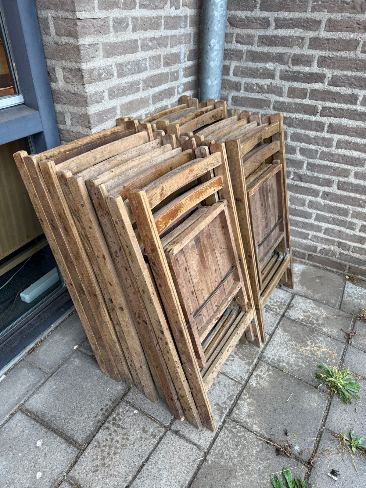 Partij houten klapstoelen, Ophalen, Bruin, Vijf, Zes of meer stoelen