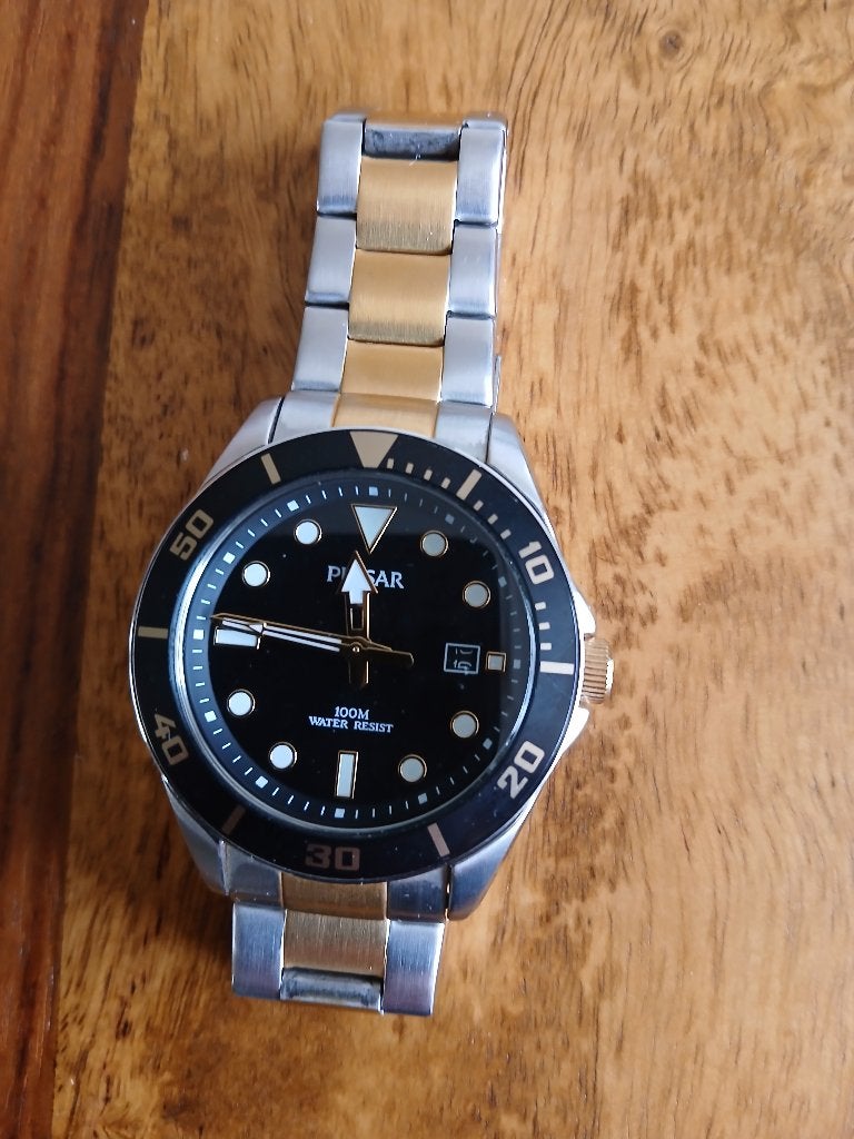 Pulsar Herenhorloge - Tweekleurig Staal, 100m Waterbestendig, Overige merken, Staal, Gebruikt, Staal