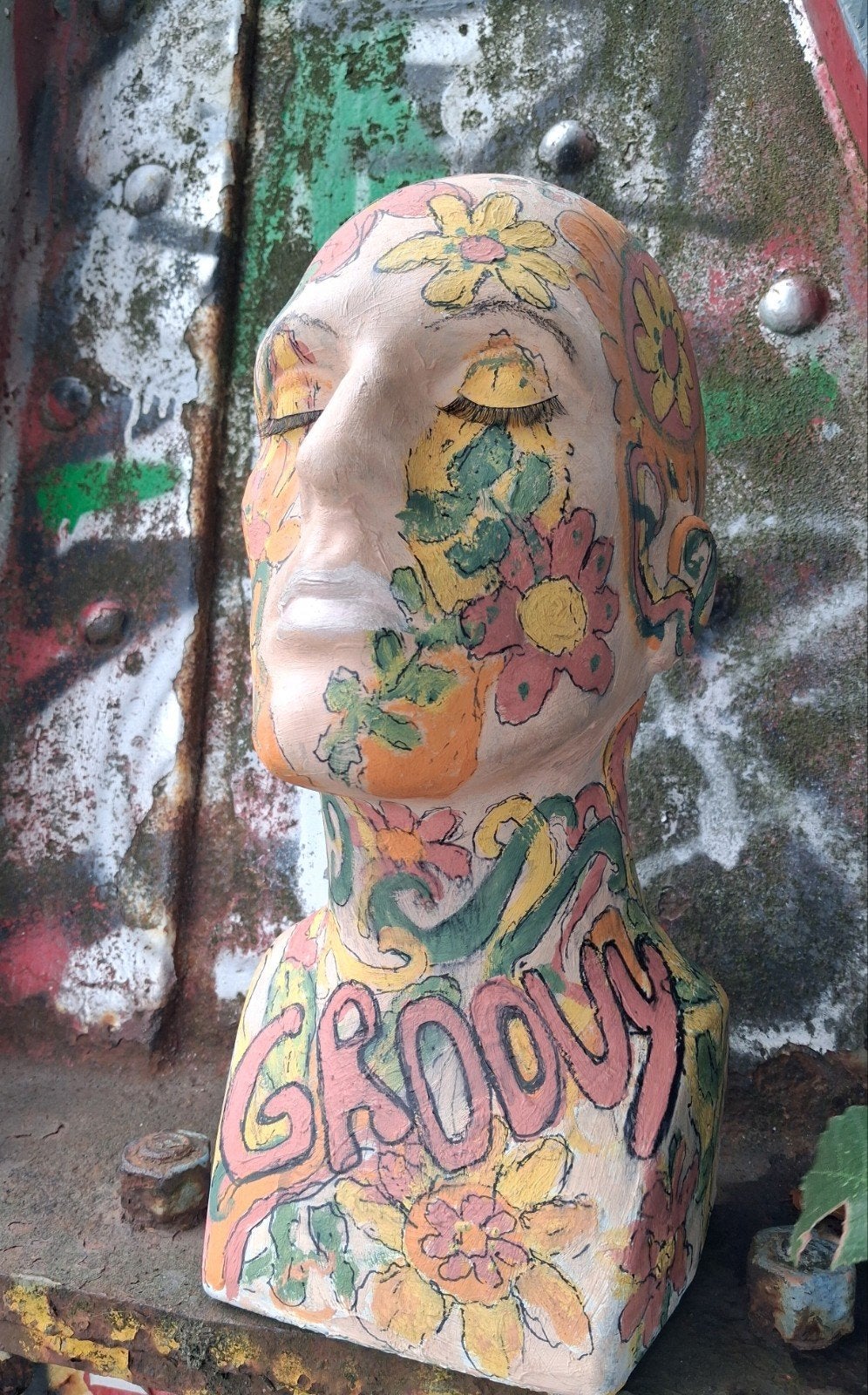 Art/Beeld/Hoofd/Seventies/Buste/Pop Art, Antiek en Kunst, Curiosa en Brocante, Ophalen of Verzenden