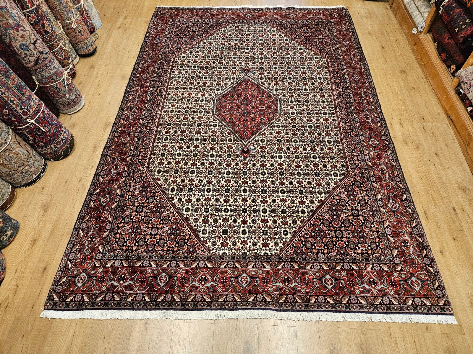 Vintage handgeknoopt perzisch tapijt bidjar 297x194, Info@SlatsAntiek.nl, Tweedehands, Perzisch, 150 tot 200 cm