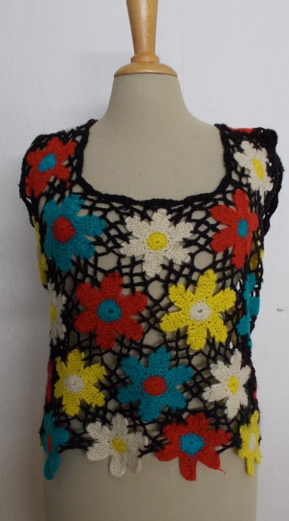 Bohemian vrolijk gehaakt bloemen truitje/top! L, Overige kleuren, Verzenden, Maat 42/44 (L), Zo goed als nieuw