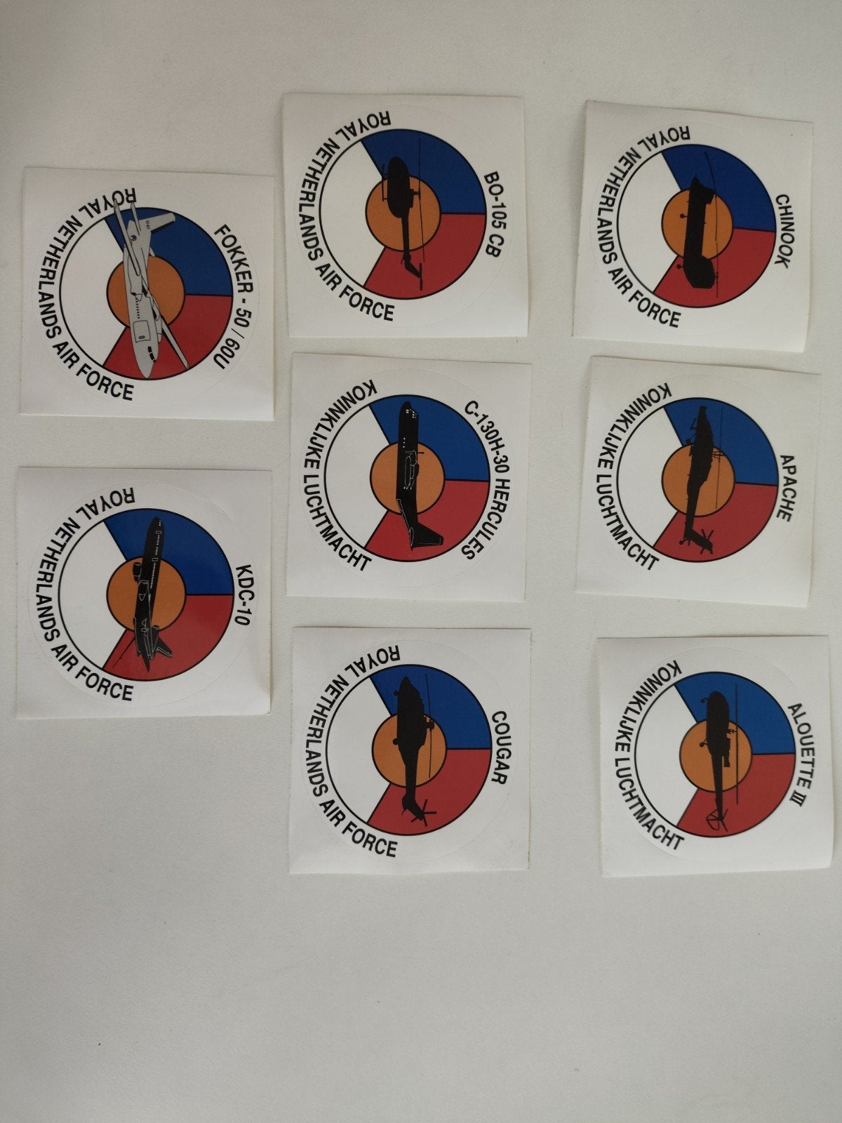 KLu Luchtmacht Vliegtuig Stickers - Fokker, Apache, enz., Verzamelen, Stickers, Ophalen of Verzenden, Gebruikt, Overige typen