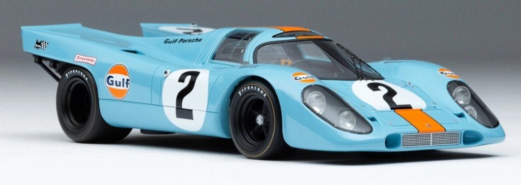 Porsche 917K #2 Gulf Daytona 1970 Blauw 1:18 van Amalgam