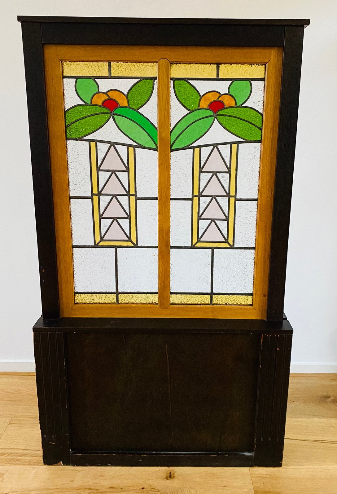 Art deco/ amsterdamse school roomdivider glas en lood, Ophalen, Gevelraam of Ruit, Gebruikt, Glas in lood