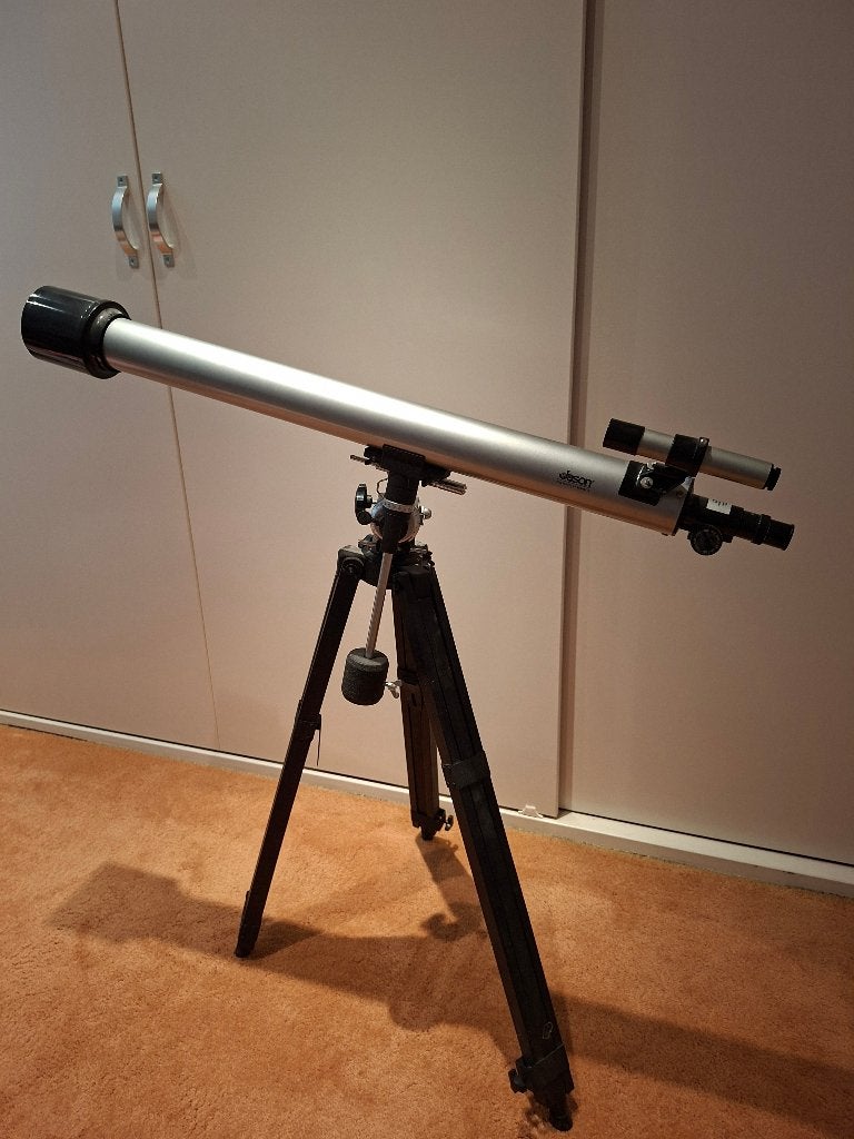 Telescoop Jason model 519 met statief, Ophalen, Lenzentelescoop (refractor), 80 tot 200 mm, Met statief