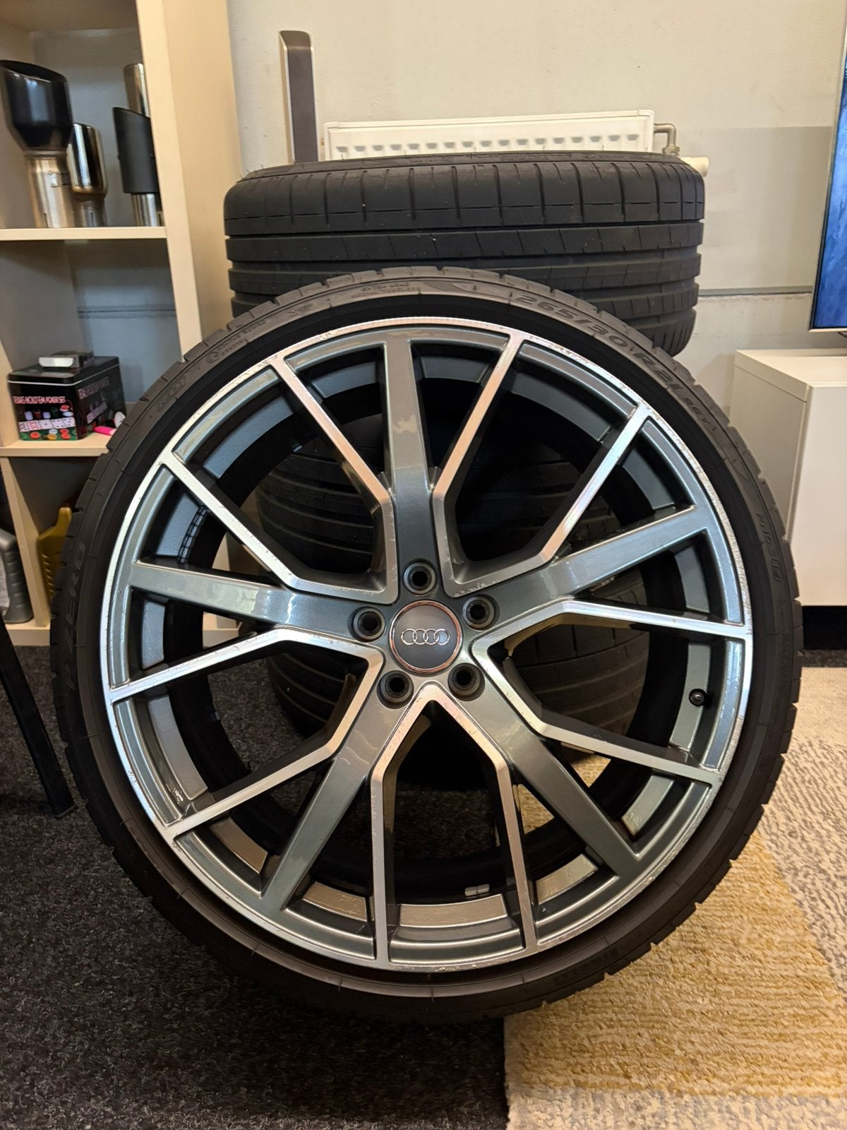 Audi RS6 performance velgen en banden 265/30/r21, Auto-onderdelen, Banden en Velgen, Gebruikt, 265 mm, Banden en Velgen, Personenwagen