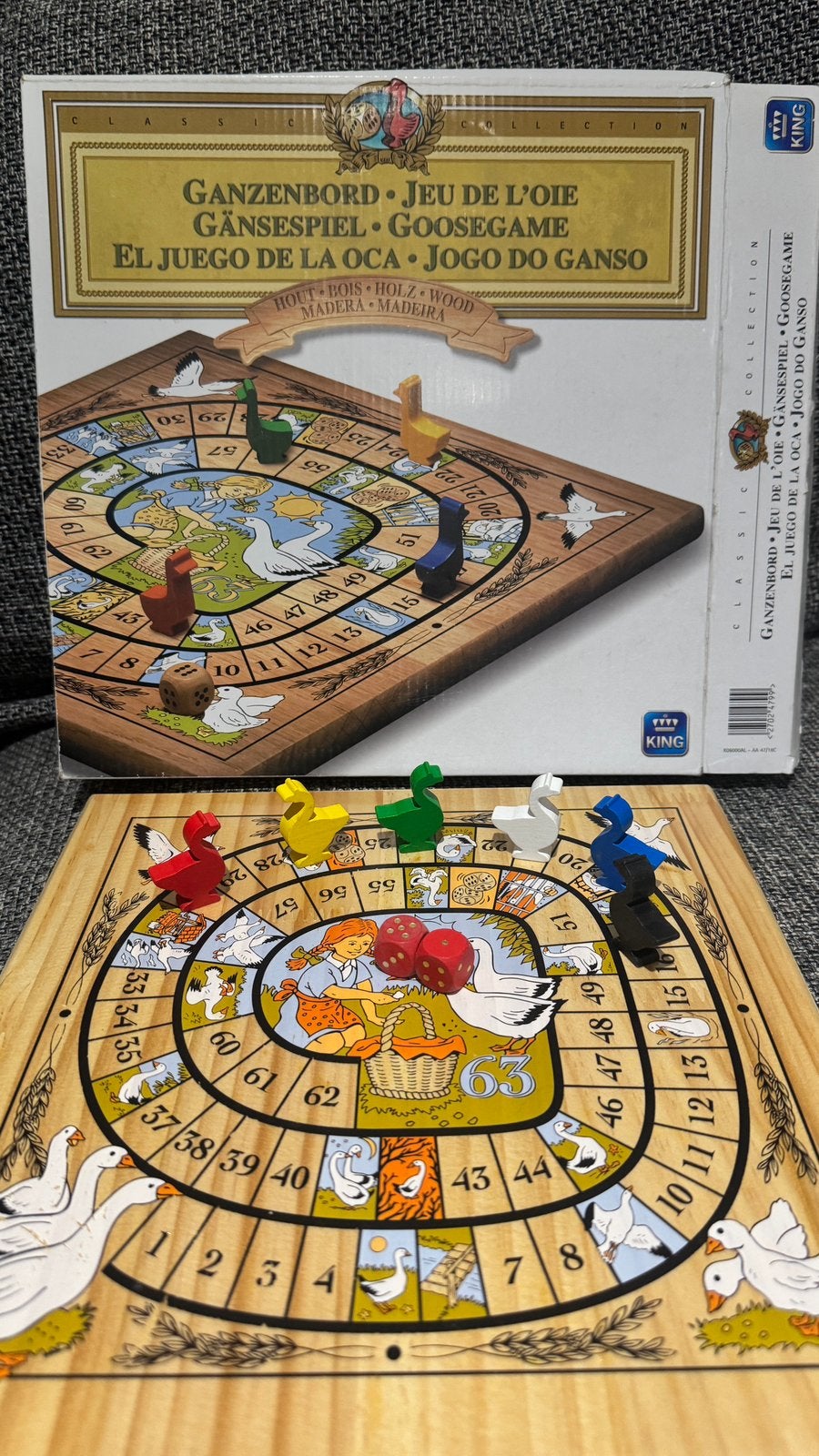 Houten ganzebord spel, Hobby en Vrije tijd, Gezelschapsspellen | Bordspellen, Ophalen of Verzenden