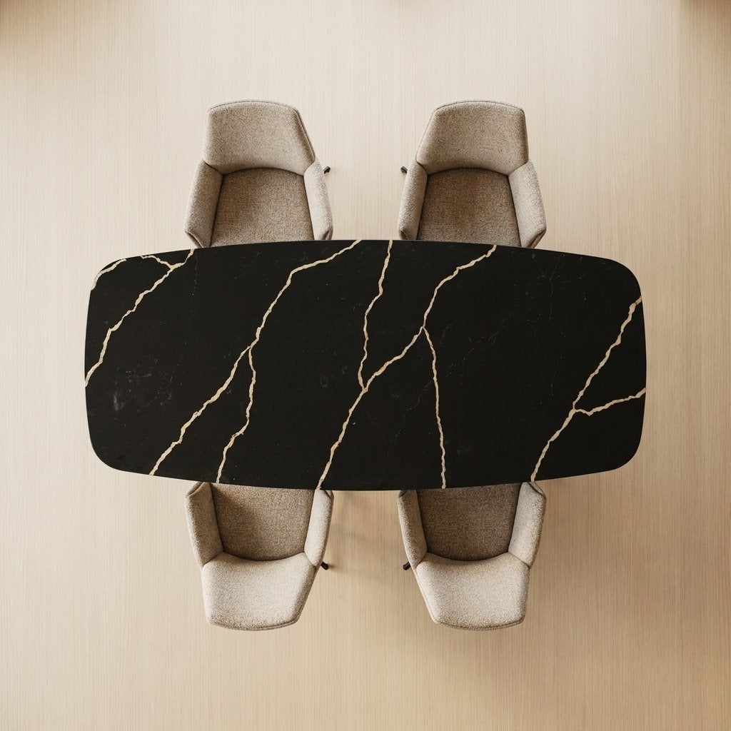 Deens Ovale Eettafel Sahara Noir Kwartssteen 260x100 cm, Overige materialen, 100 tot 150 cm, Verzenden, Vijf personen of meer