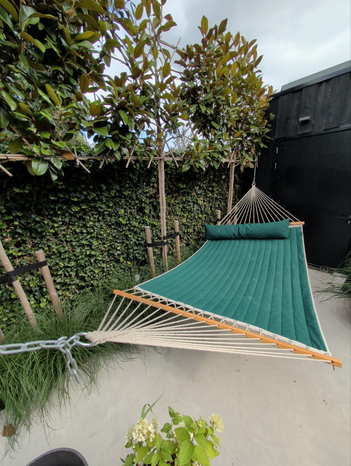 Tropilex Hangmat - Groen, Gewatteerd, Inclusief Kussen, Tuin en Terras, Hangmatten, Ophalen of Verzenden, Zo goed als nieuw, Meerpersoons