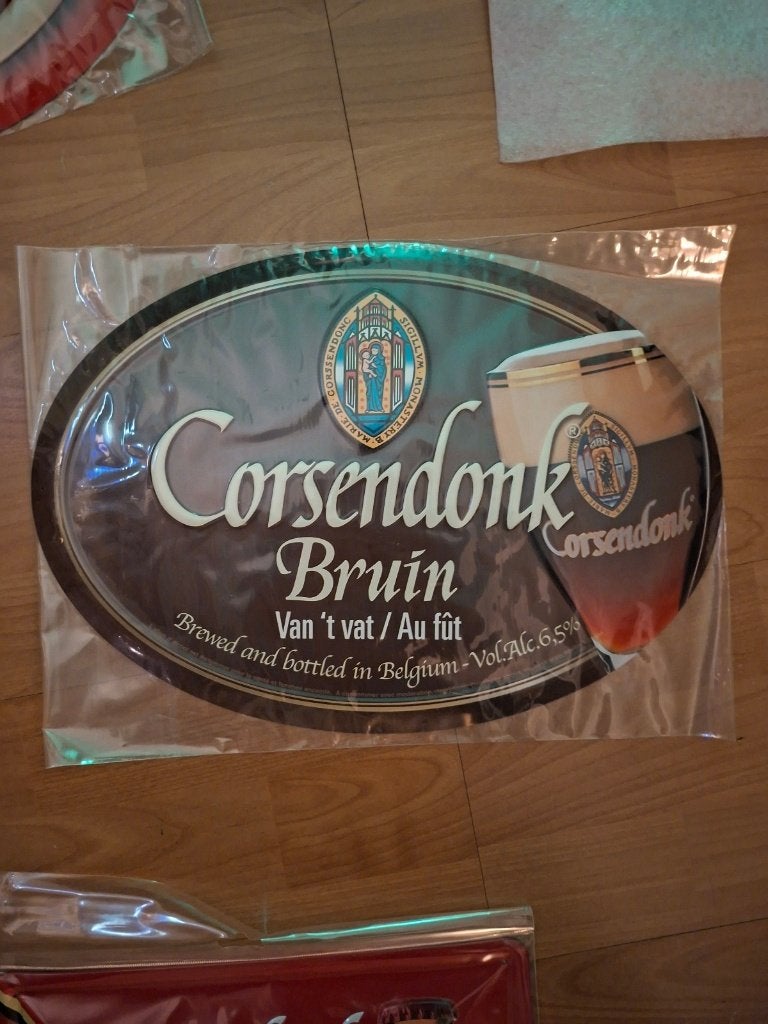 Corsendonk bier bruin blikken bord ovaal 38 x 28 cm, Ophalen of Verzenden, Nieuw, Reclamebord, Plaat of Schild, Overige merken
