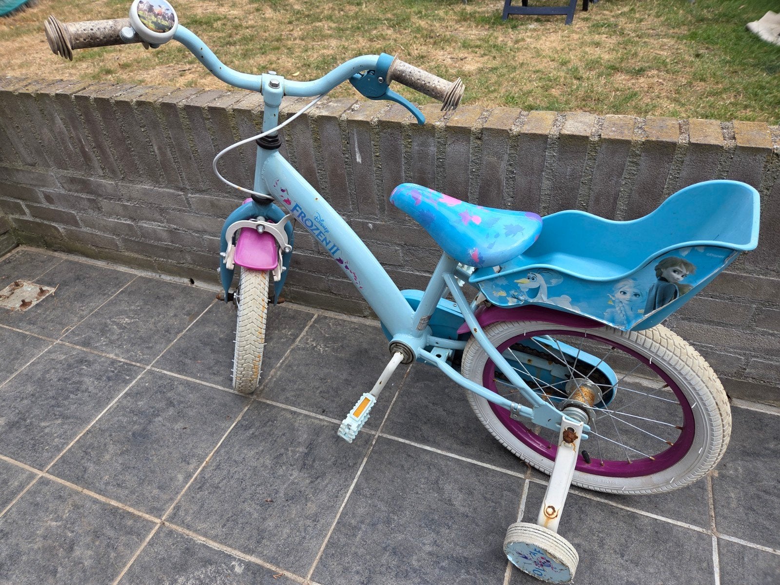 frozen meisjesfiets 16 inch, met zijwieltjes, Fietsen en Brommers, Fietsen | Kinderfietsjes, Ophalen, Gebruikt, 16 tot 20 inch