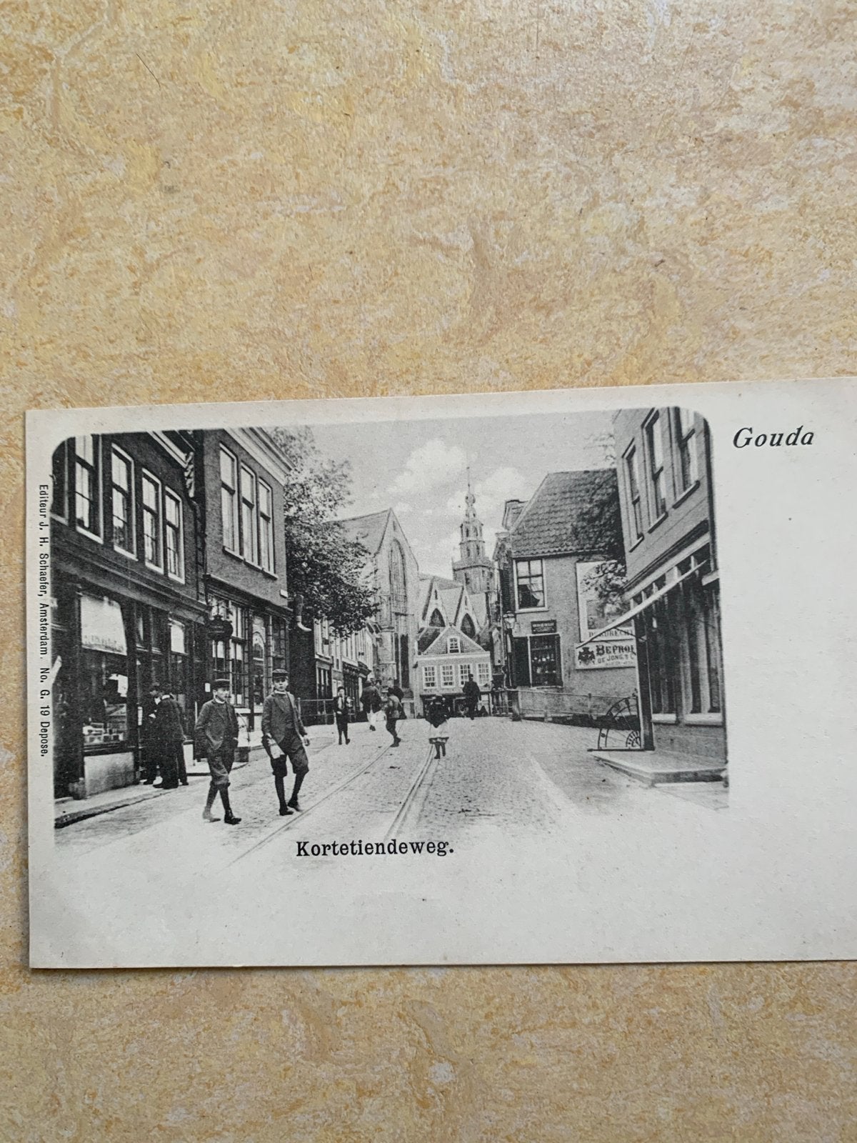 Oude Ansichtkaart Gouda Kortetiendeweg, Ophalen of Verzenden, Voor 1920, Ongelopen, Zuid-Holland