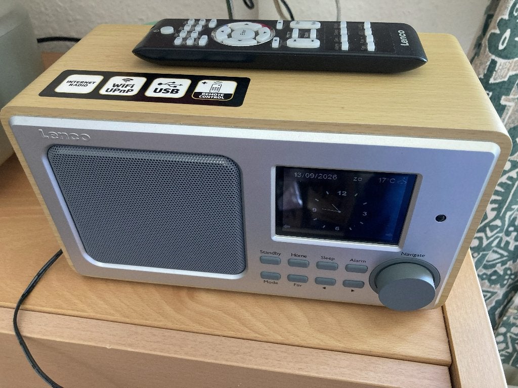 Lenco DIR 100 WD Internetradio Hout met WiFi, USB en AUX, Ophalen of Verzenden, Zo goed als nieuw, Radio