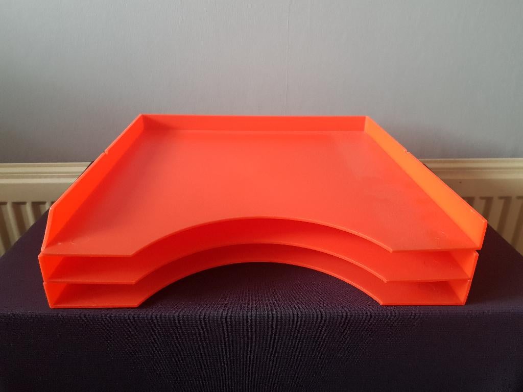 3x DBGM Tico Audiograph stapelbare LP houders (oranje), Ophalen of Verzenden