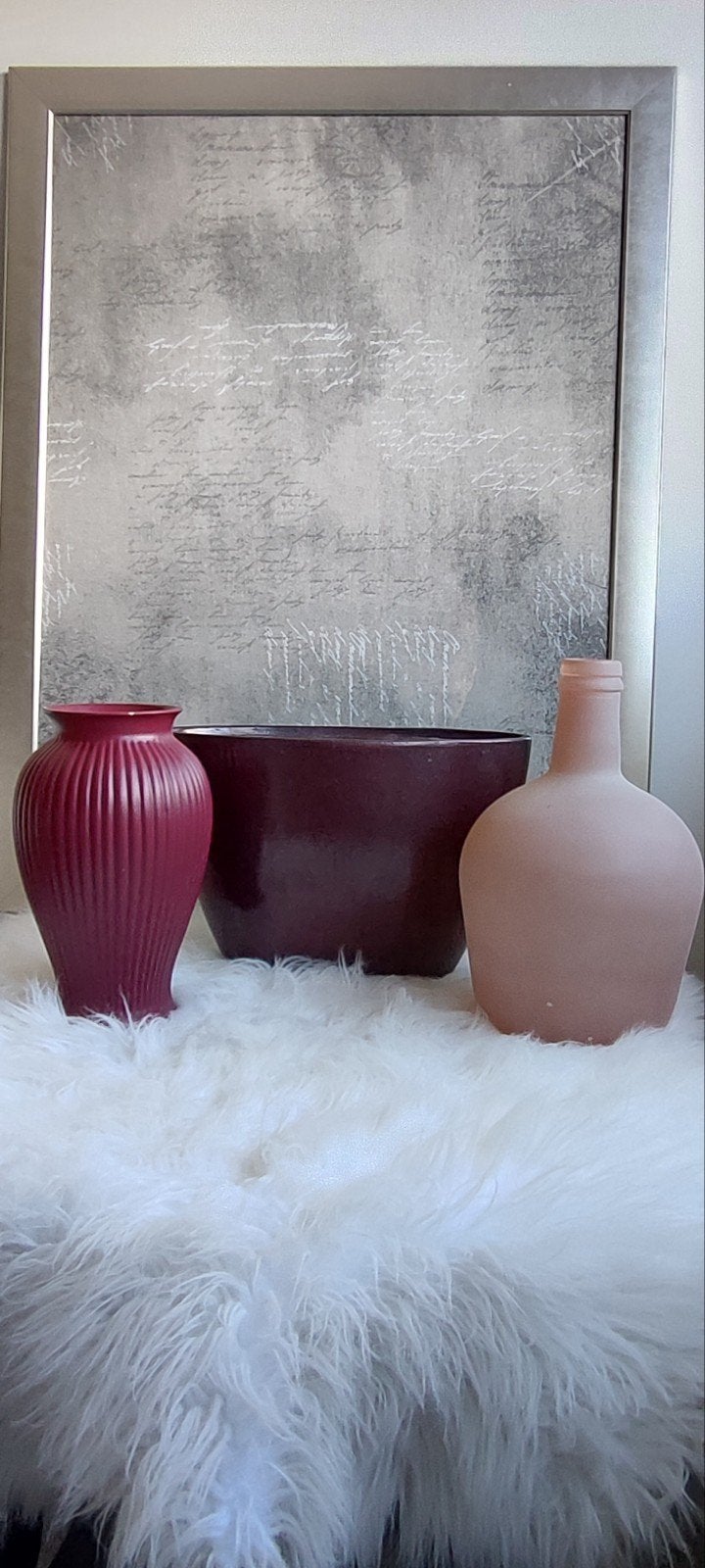 Decoratieve vaas bordeauxrood met ribbels, Ophalen, Zo goed als nieuw, Met patroon/structuur, Rood