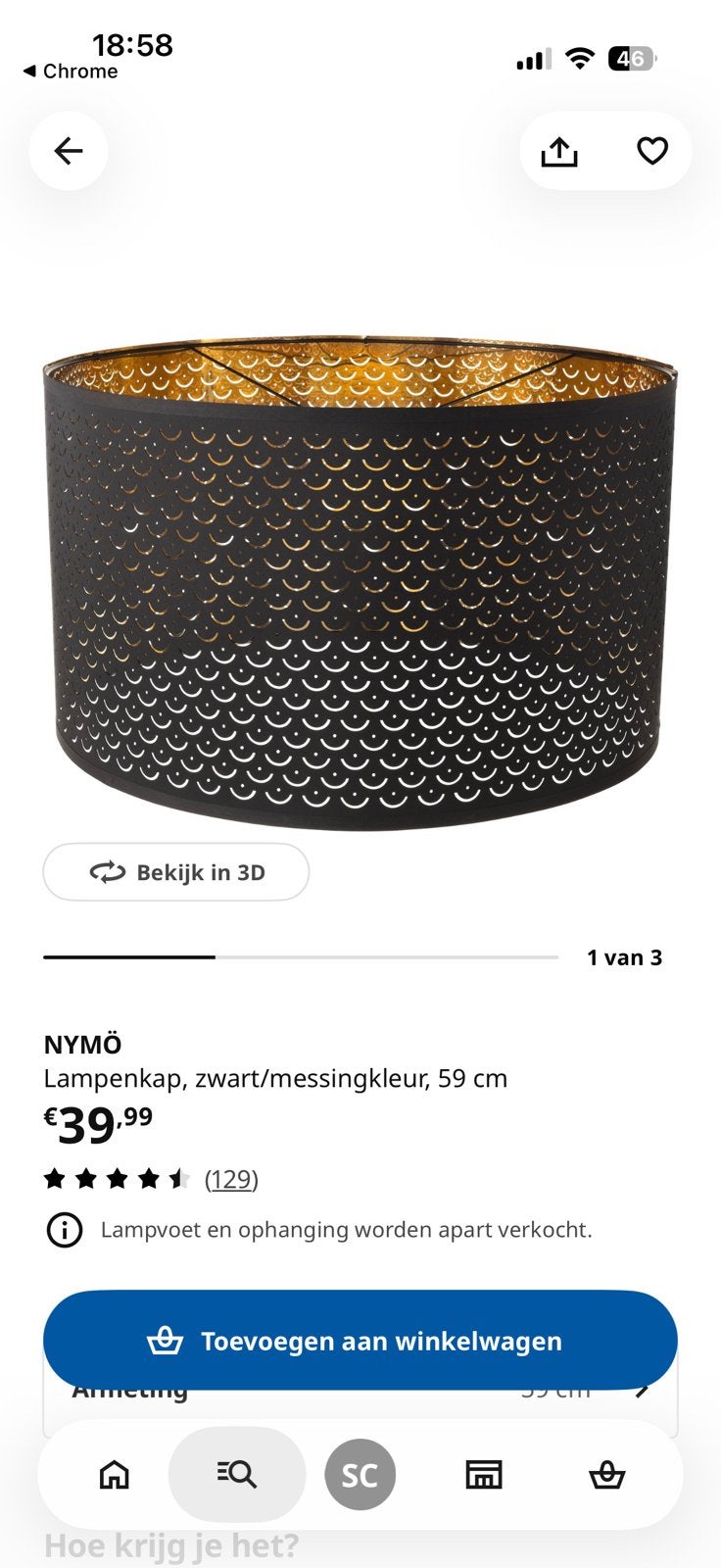 Lampenkap Nymo, Gebruikt, Meerkleurig, Rond, Ophalen