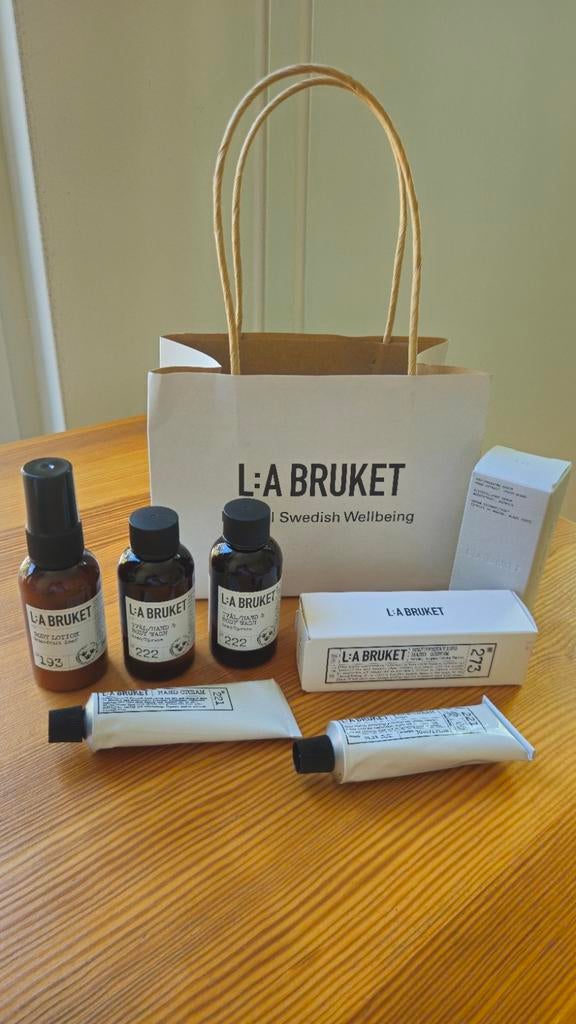 La Bruket Beauty Set: Handcrème, Serum, Body Wash & Lotion, Ophalen of Verzenden, Nieuw, Bad & Douche