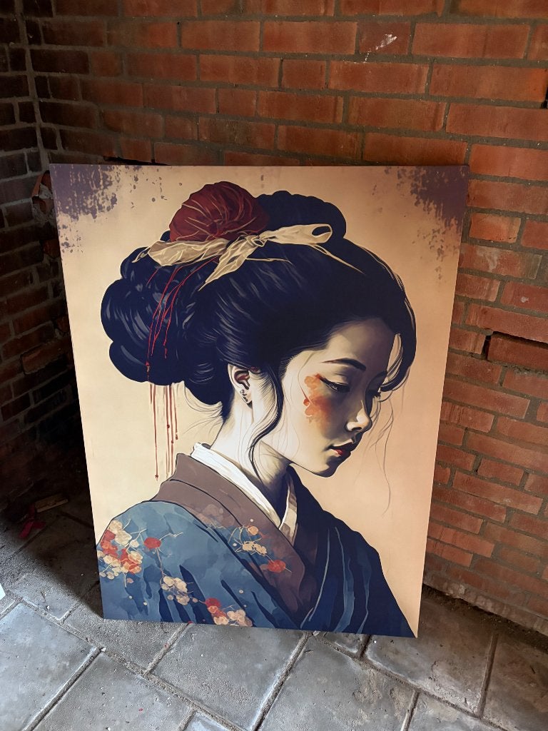 Canvas op houten frame Japans meisje, Huis en Inrichting, Woonaccessoires | Schilderijen, Tekeningen en Foto's, Ophalen, 75 tot 100 cm