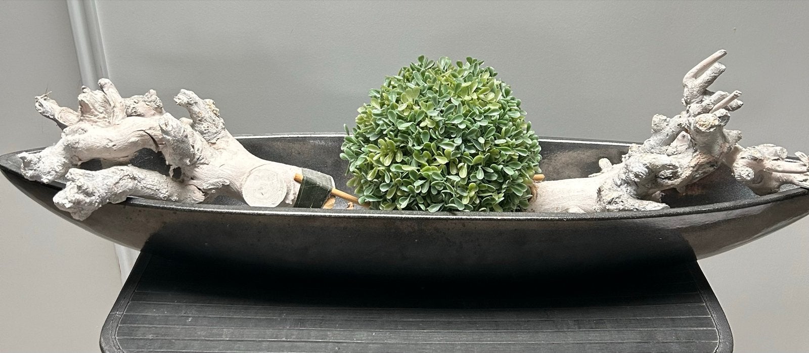 Decoratieve schaal met drijfhout en kunstplant, Ophalen, Hout, Gebruikt, Landelijk