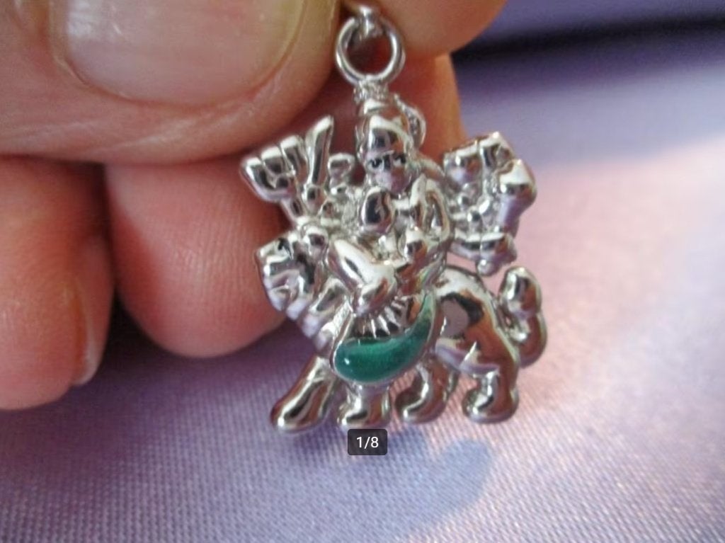 Zilveren Hindoegodin Maa Durga kettinghanger, Verzamelen, Religie, Verzenden, Nieuw, Sieraad, Hindoeïsme