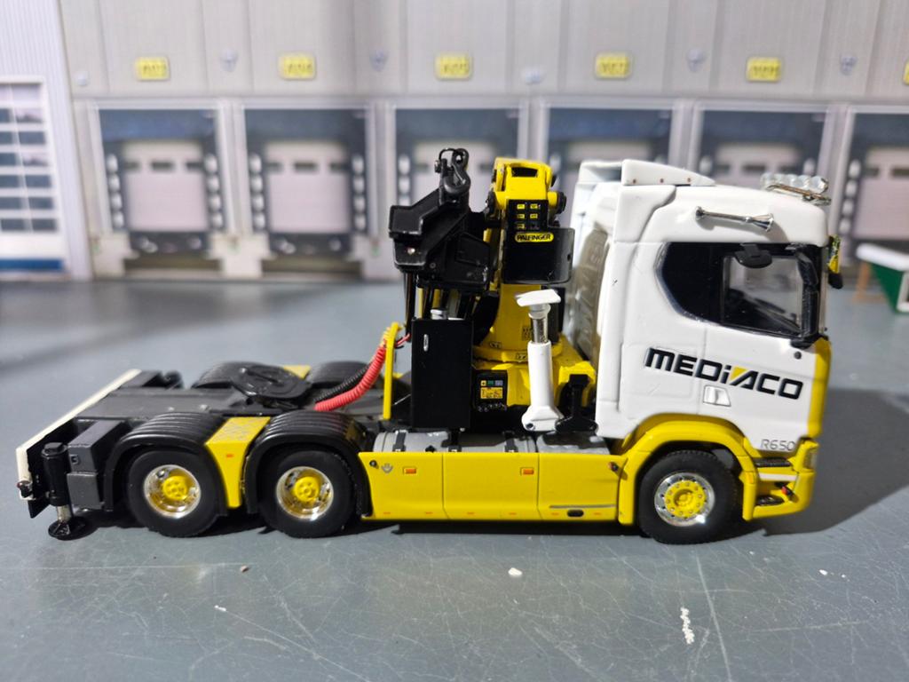 Dikke scania met autolaadkraan  mediaco wsi, Ophalen of Verzenden, Zo goed als nieuw, Bus of Vrachtwagen, Wsi